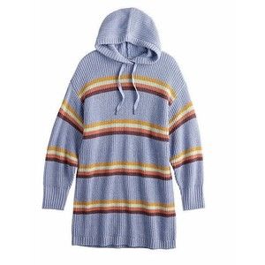 Juniors' SO® Hoodie Sweater Dress.Small. Black. 34 in Long. Blue Stripe.MSRP$48.